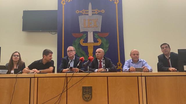 Una representación de la UPSJ y el CNLAJ, durante la rueda de prensa de este jueves.