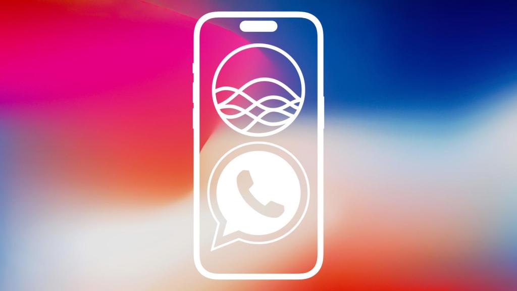 Fotomontaje con el logo de Siri y WhatsApp
