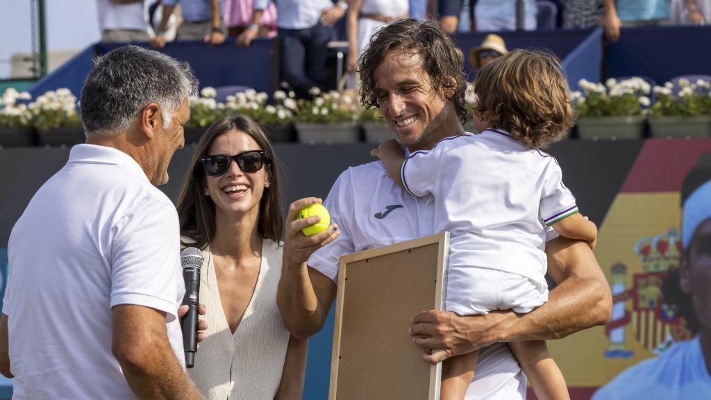 Feliciano López, durante su despedida en el ATP de Mallorca.