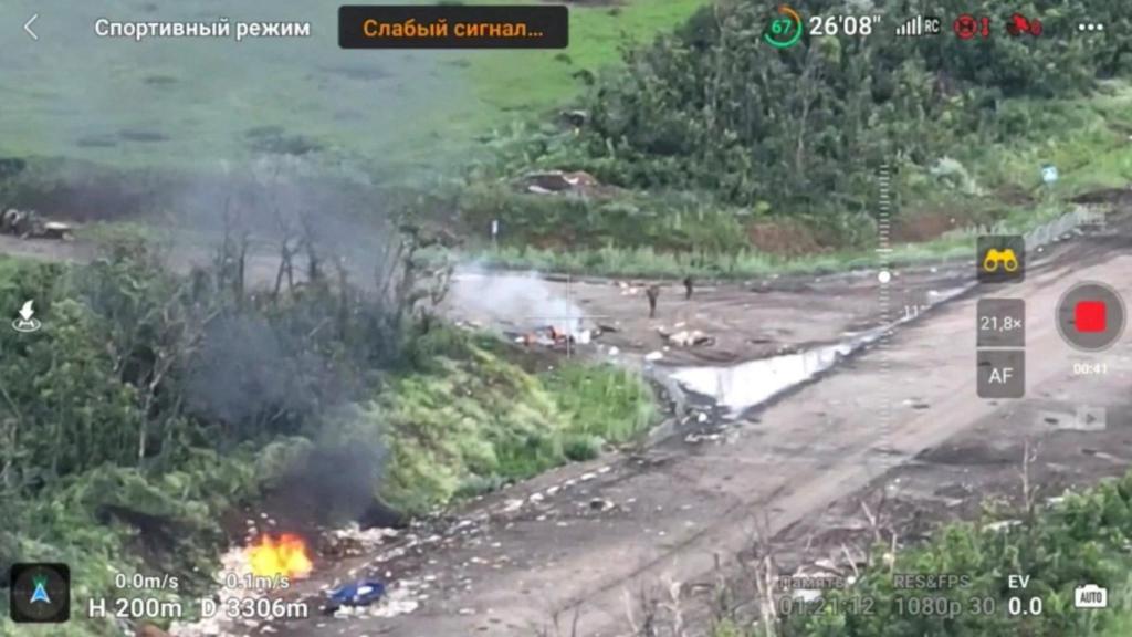 Imágenes de drones del campo de batalla en Bakhmut.