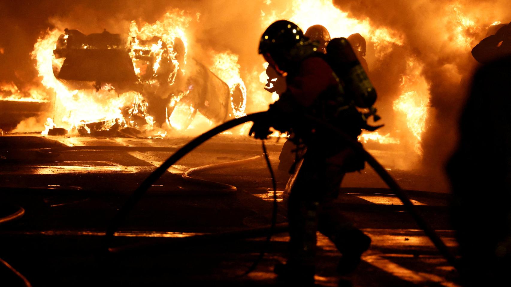 Imagen de los disturbios esta noche en París