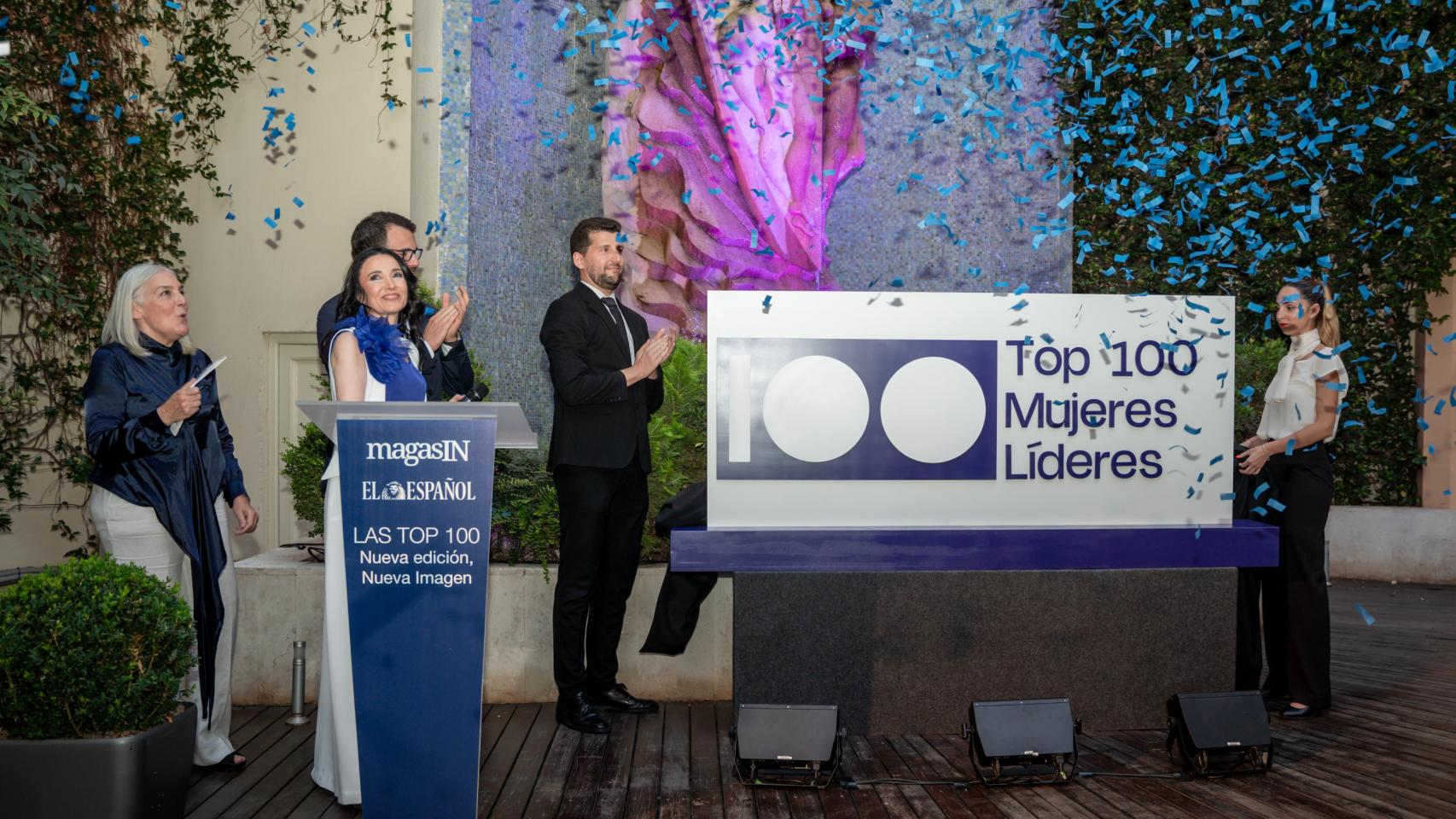 Mercedes Wullich, Marc Morillas y Cruz Sánchez de Lara presentando el nuevo logo de 'Las Top 100'
