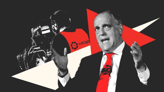 Javier Tebas, en un fotomontaje