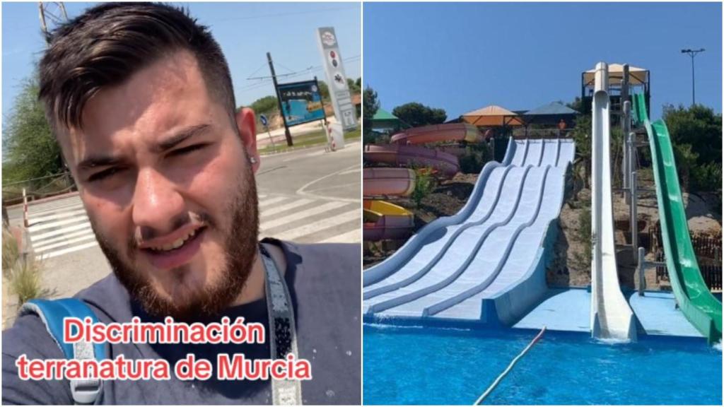 A la izquierda, Francisco, el joven que ha hecho pública la denuncia. A la derecha, el parque acuático 'Terra Natura' de Murcia.