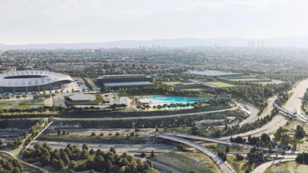 Vista del conjunto con la piscina proyectada que quieren impulsar el Atlético y un grupo de empresarios.