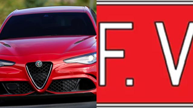 Frontal de un coche y la señal de V12