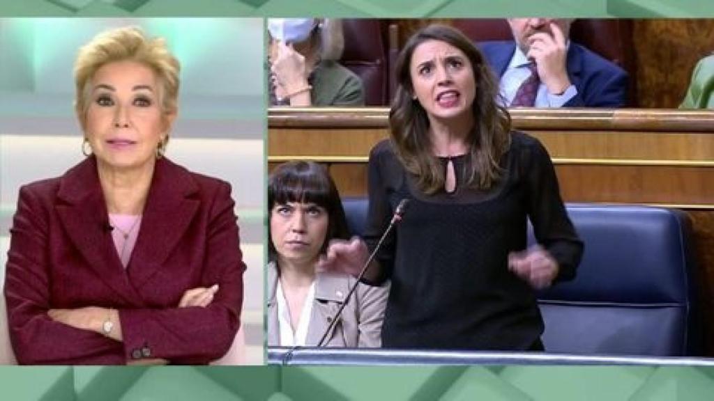 Ana Rosa Quintana criticando duramente unas palabras de Irene Montero en el Congreso.
