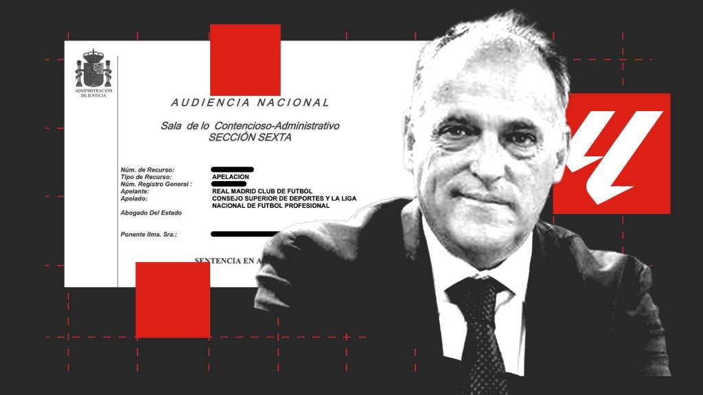 Javier Tebas, en un fotomontaje