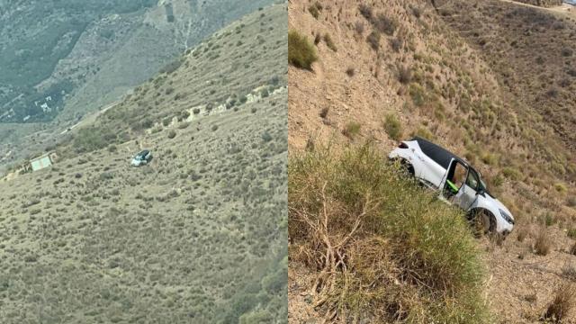 El vehículo que cayó por el terraplén.