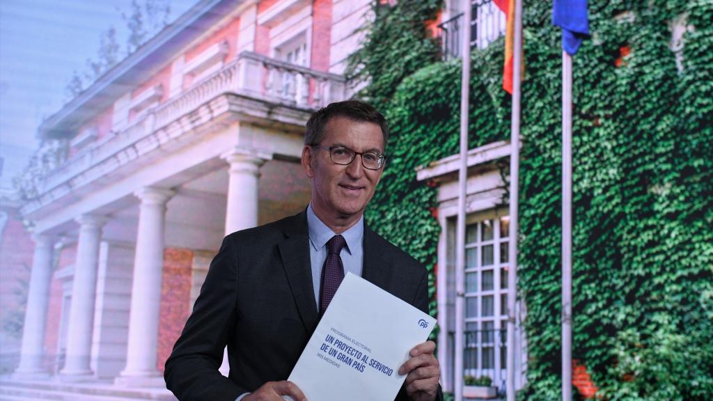 El presidente del Partido Popular y candidato a la Presidencia del Gobierno, Alberto Núñez Feijóo, durante dicho acto.