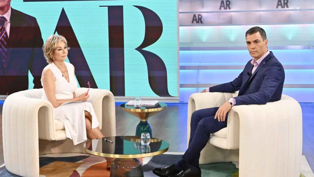 Pedro Sánchez durante su visita a 'El programa de Ana Rosa' de Telecinco.