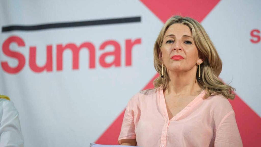 La líder de 'Sumar', Yolanda Díaz, durante un acto de su partido.