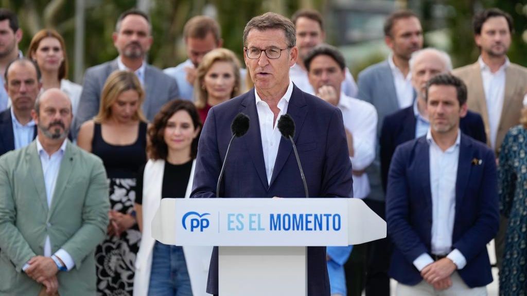 Alberto Núñez Feijóo, este miércoles en Madrid, durante la presentación de la candidatura del PP.