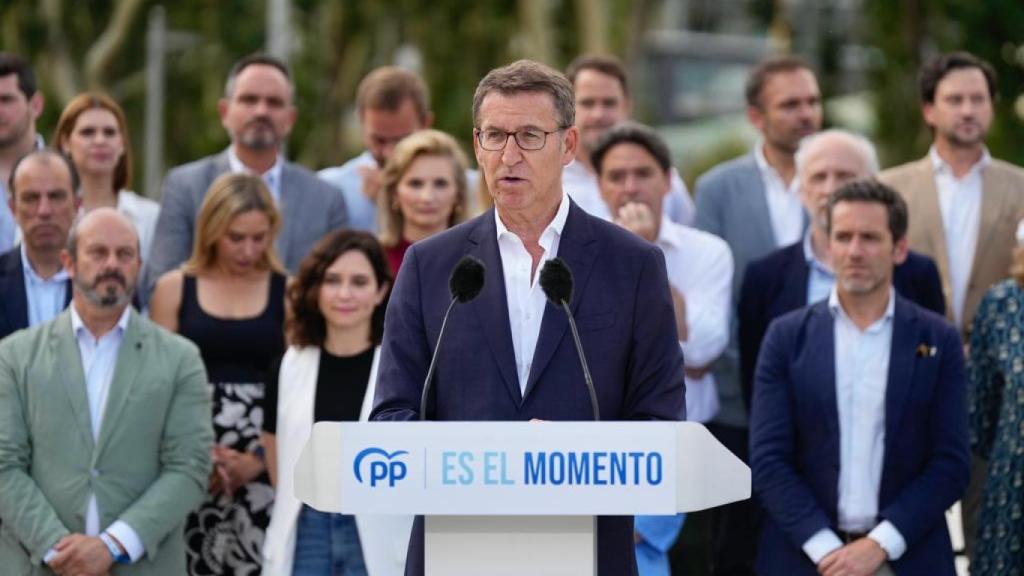 Alberto Núñez Feijóo, este miércoles en Madrid, durante la presentación de la candidatura del PP.
