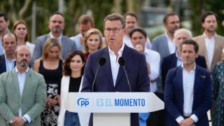 Alberto Núñez Feijóo, este miércoles en Madrid, durante la presentación de la candidatura del PP.