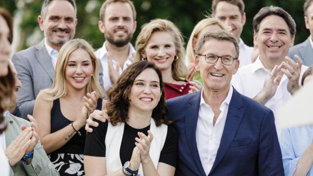 Feijóo y Ayuso, este miércoles en la presentación de la candidatura del PP por Madrid al Congreso y el Senado.