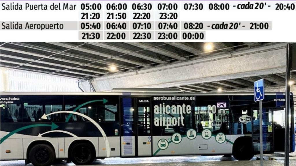 El bus de Vectalia con el horario.