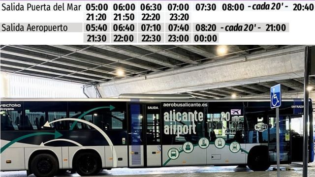 El bus de Vectalia con el horario.