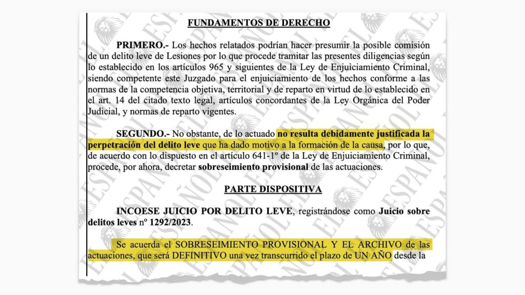 Fragmento del auto del 'Caso Fede Valverde'