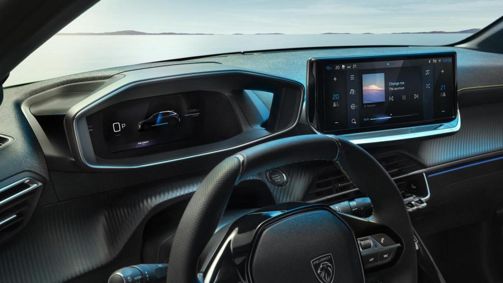 Interior del Peugeot 208 eléctrico.