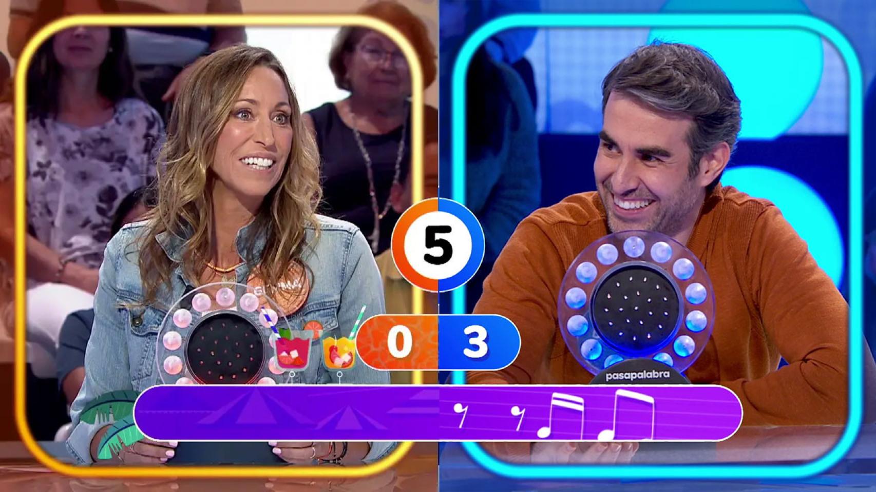 Gemma Mengual y Daniel Muriel en 'Pasapalabra'.