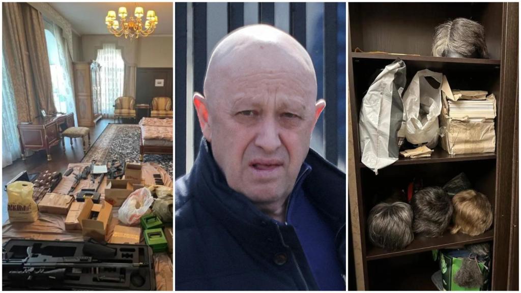 Yevgeny Prigozhin y fotografías de su mansión en San Petersburgo: un arsenal de armas y otro de pelucas.