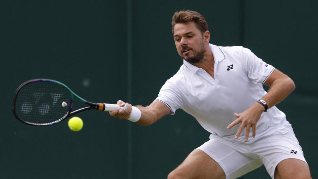 Wawrinka durante un partido de Wimbledon.