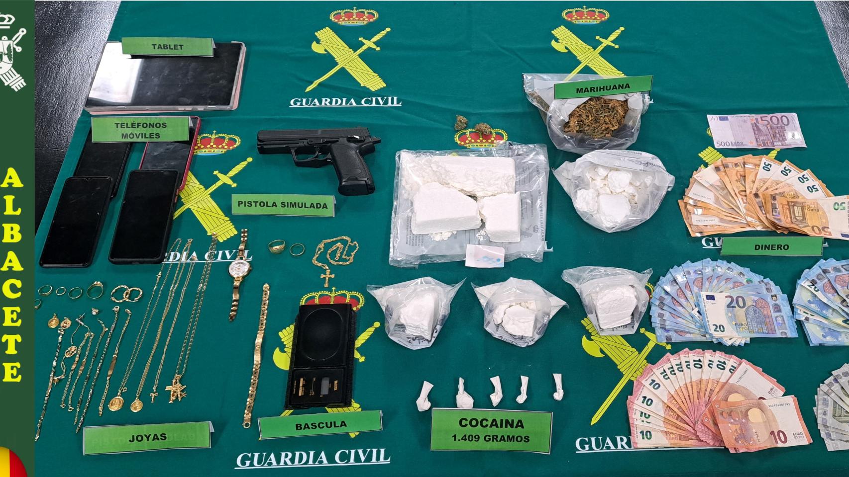 Efectos intervenidos por la Guardia Civil de Albacete. Foto: GUARDIA CIVIL