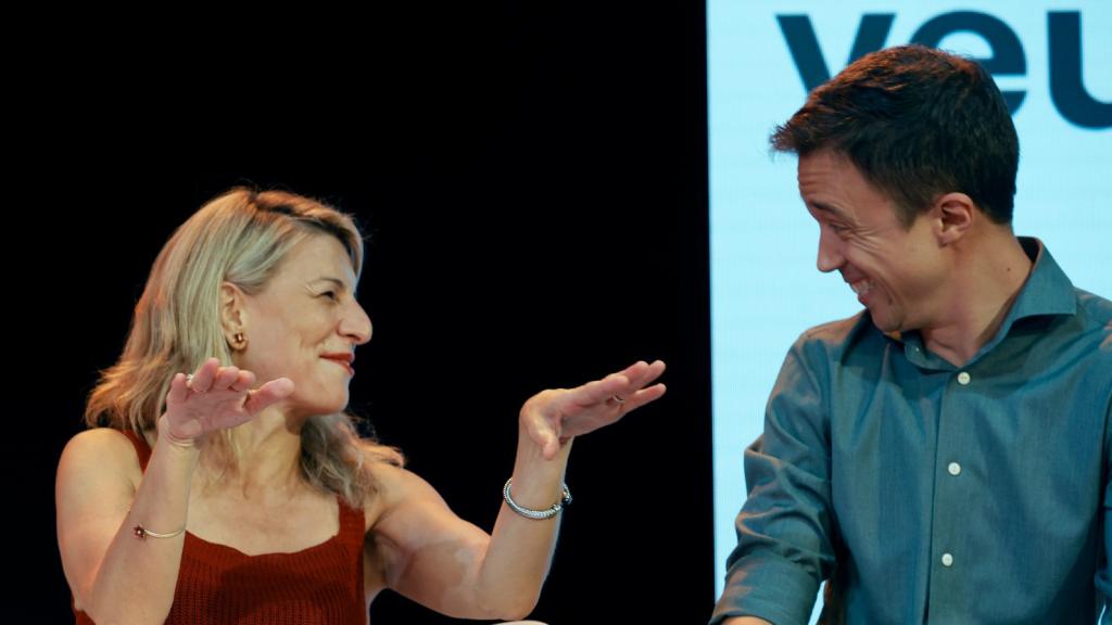 Yolanda Díaz e Íñigo Errejón, en el mitin de Sumar en Valencia.