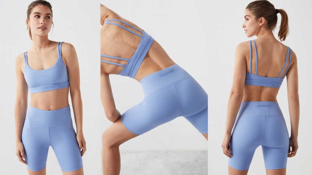 Conjunto de top (20,99 €) y mallas de ciclista (20,99 €) azules de Soft Move.