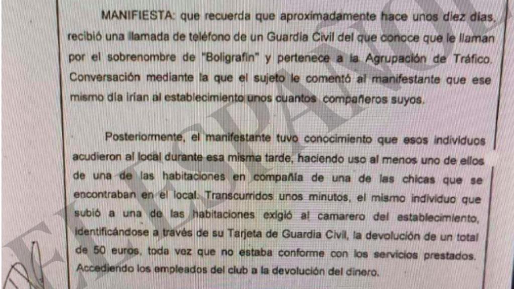 Uno de los fragmentos del informe reservado sobre los hechos.