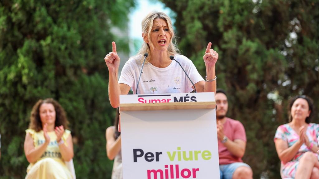 Yolanda Díaz en un mitin Palma de Mallorca