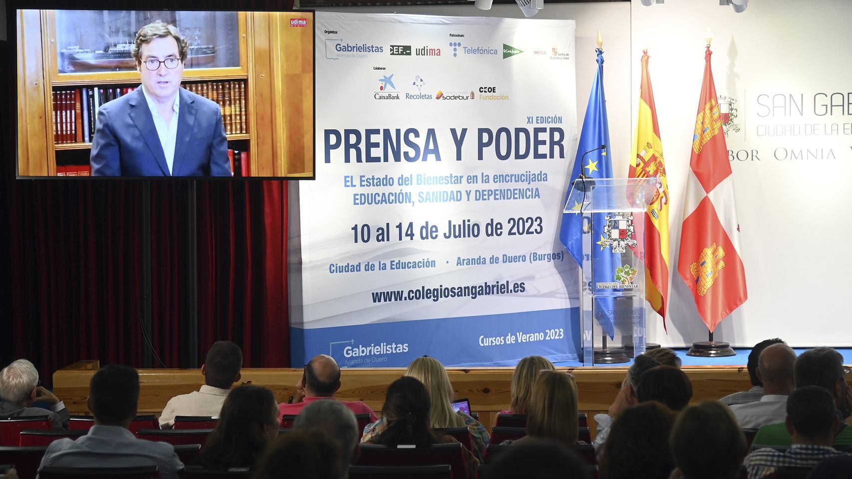 El presidente de la CEOE, Antonio Garamendi, aborda el futuro de la Formación Profesional en el XI curso universitario ‘Prensa y Poder’ de Los Gabrielistas de La Aguilera, en Aranda de Duero