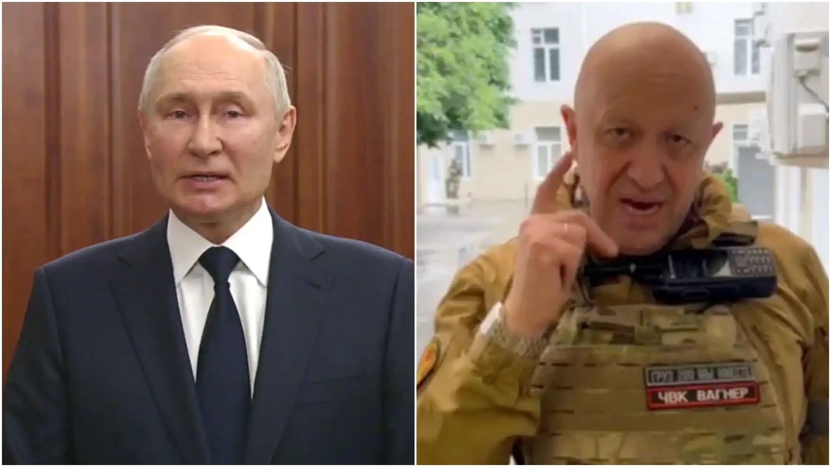 El presidente ruso, Vladímir Putin, y el líder de Wagner, Yevgueni Prihozhin.