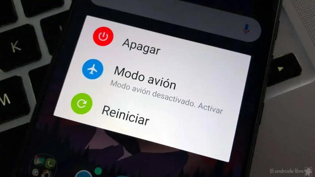 Menú de reinicio de un móvil Android
