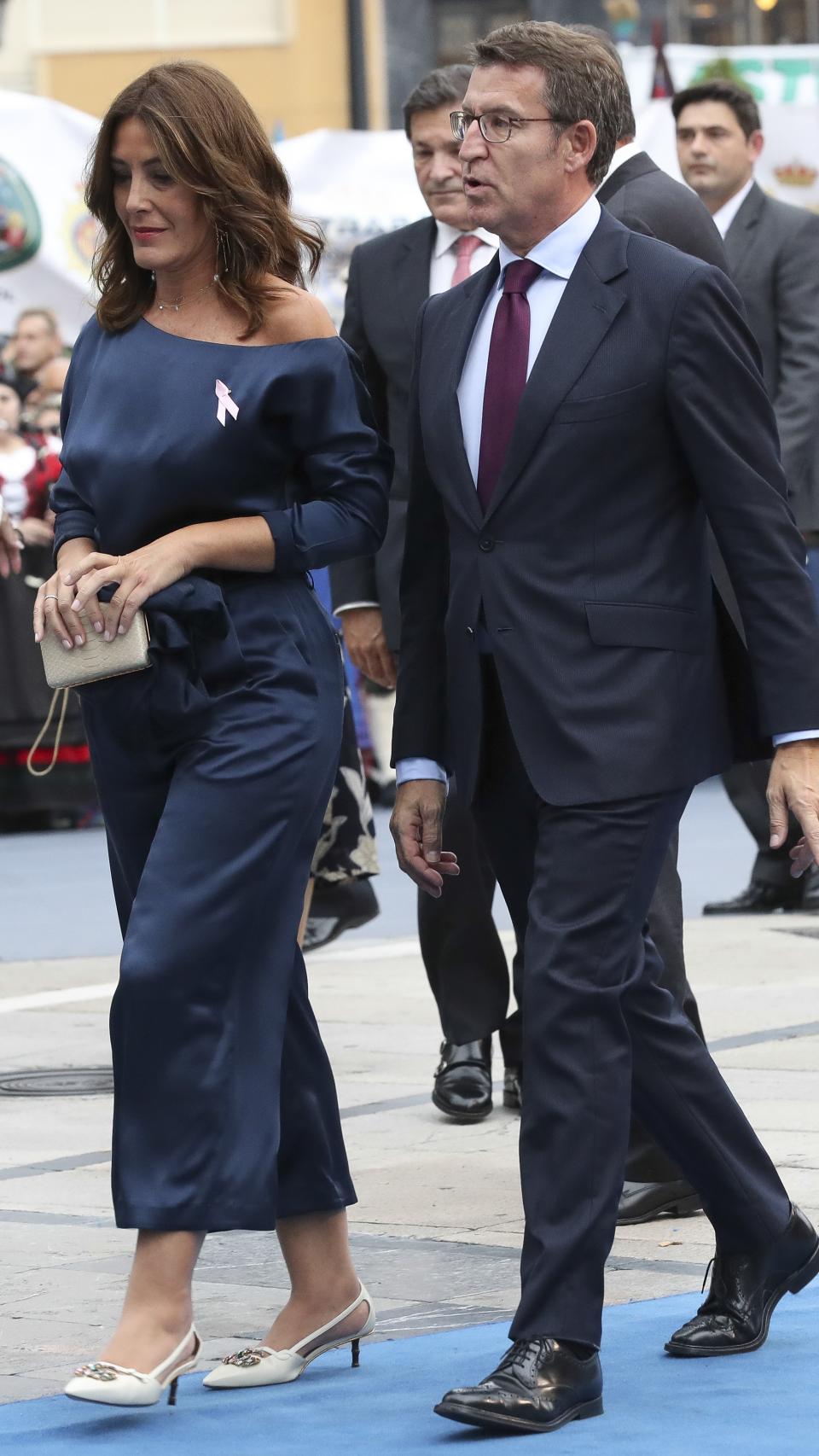 Eva Cárdenas y Alberto Núñez Feijóo en los Premios Princesa de Asturias 2018.