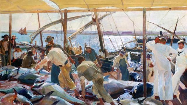 'Ayamonte y la pesca del atún', 1919, de casi 5 metros de largo,  es el último de los murales realizados por Sorolla para la Hispanic Society