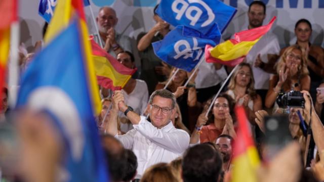 Alberto Núñez Feijóo, este martes en un mitin del PP en Cádiz.