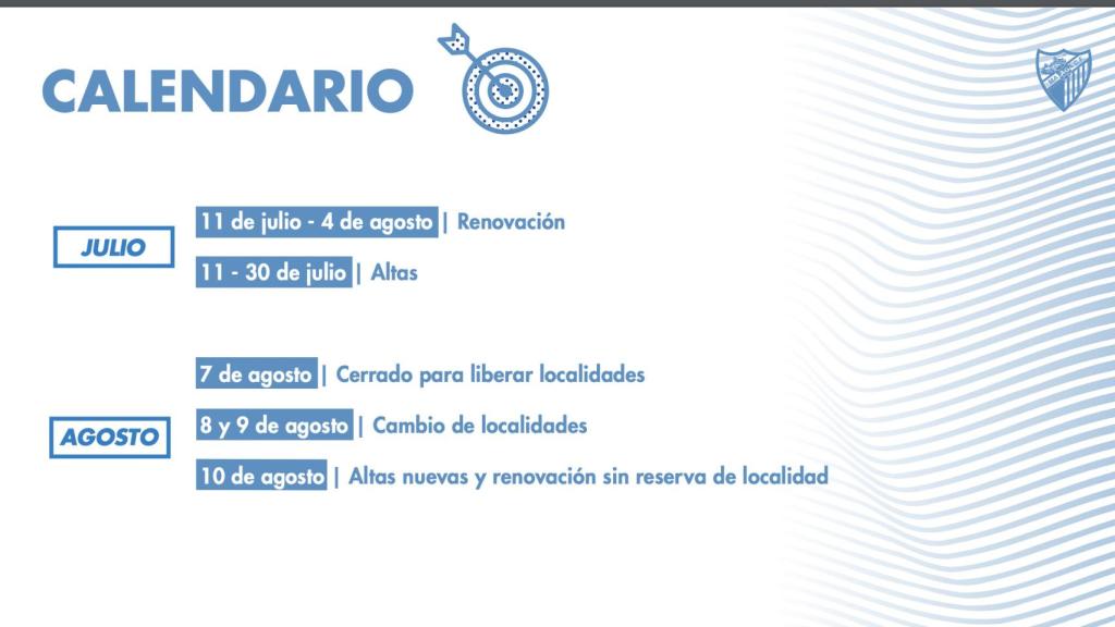 Fechas de renovación y nuevos abonados del Málaga CF