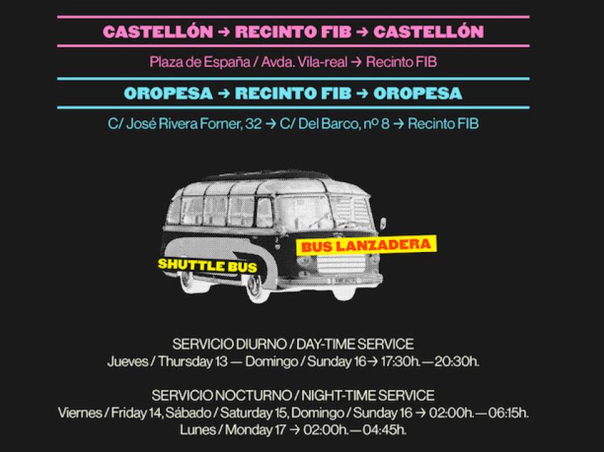 Horarios de las lanzaderas del FIB 2023