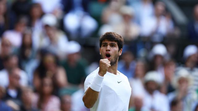 Alcaraz, durante el partido de cuartos ante Rune.