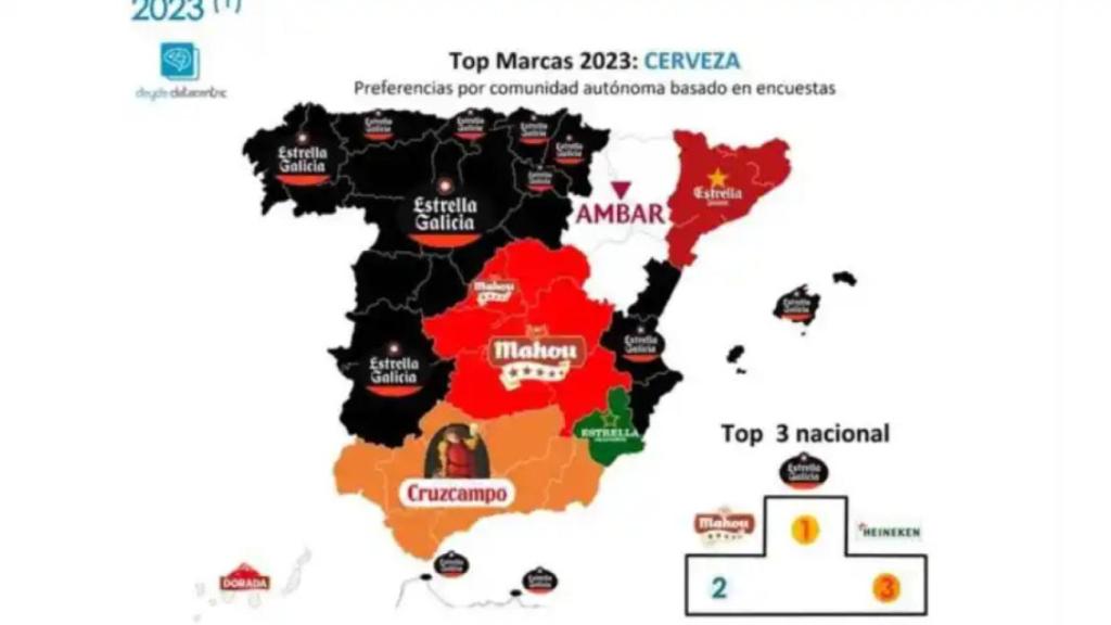 Mapa elaborado por Deyde Datacentric sobre las preferencias de las cervezas