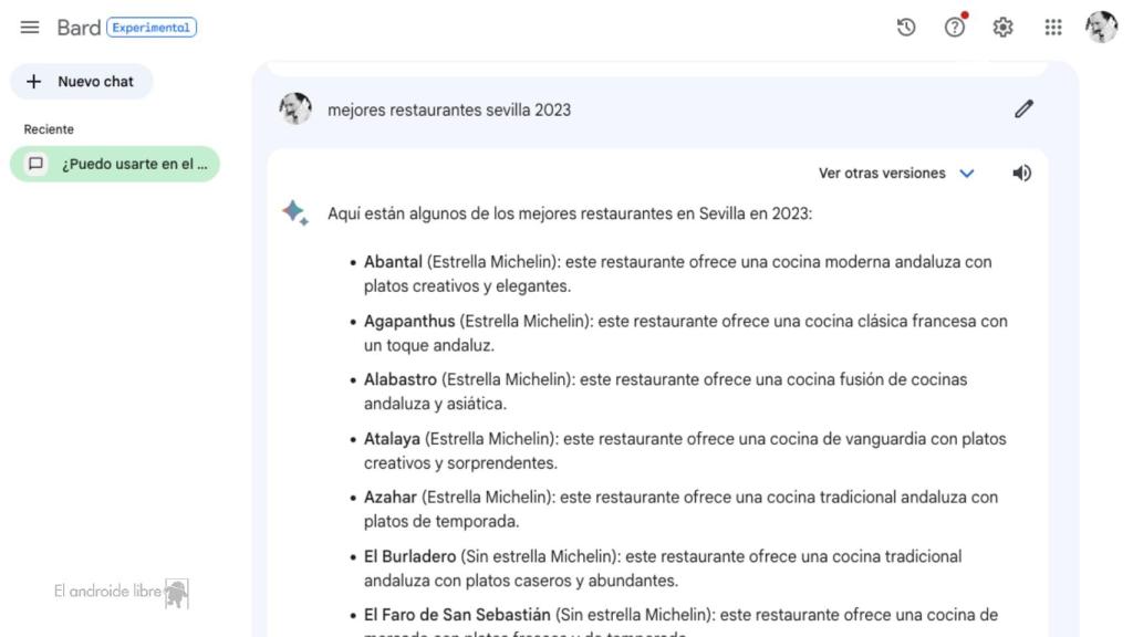 Se le pueden preguntar cosas a Bard como si fuera Google