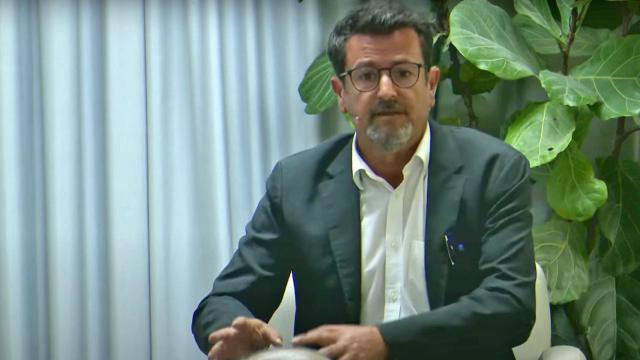 Joaquín Robles, portavoz de Vox en el debate electoral celebrado este jueves en el Círculo de Bellas Artes de Madrid