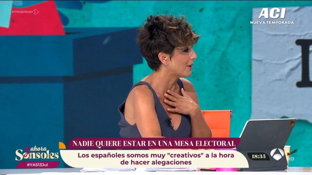 La tos traiciona a Sonsoles Ónega en directo.