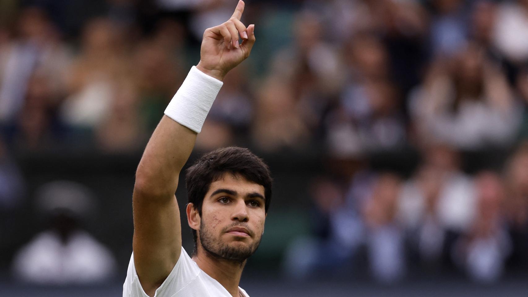 Alcaraz, durante la semifinal de Wimbledon.
