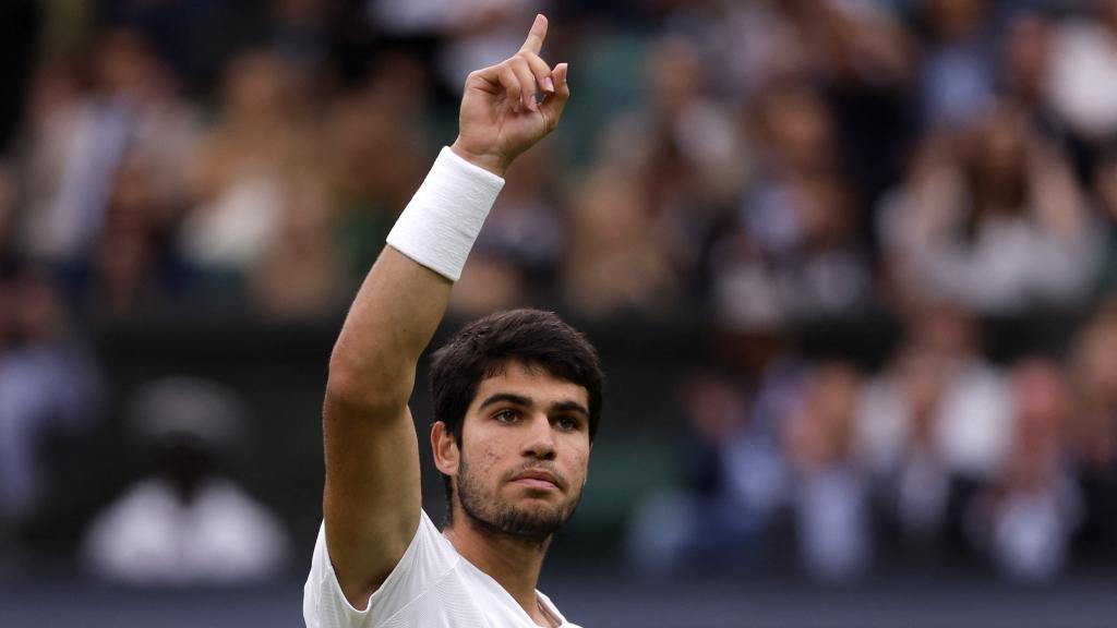Alcaraz, durante la semifinal de Wimbledon.