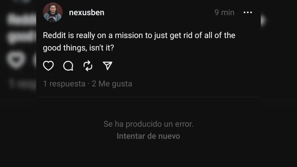 Mensaje de error en Threads al acceder desde España