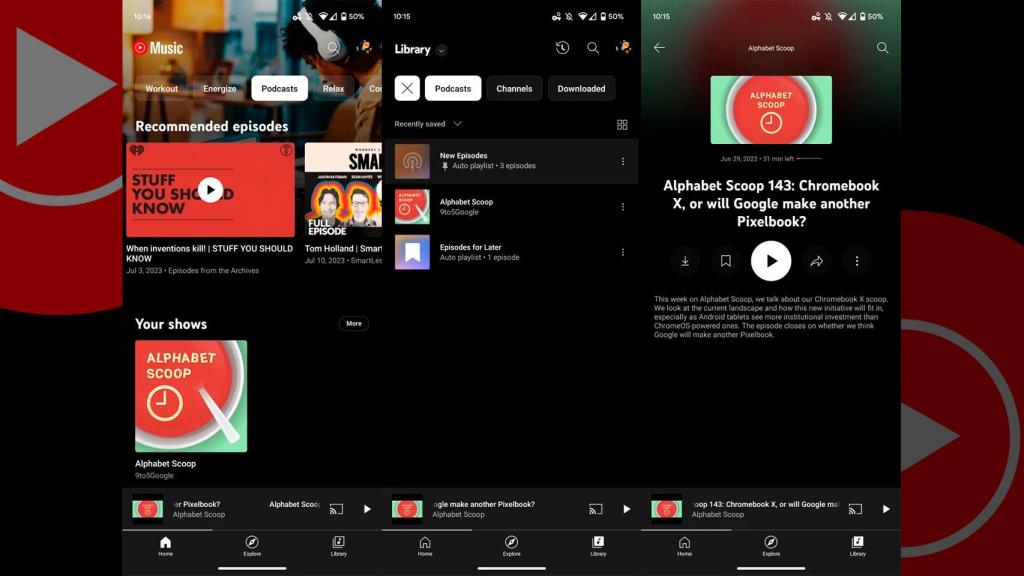 Podcasts en YouTube Music