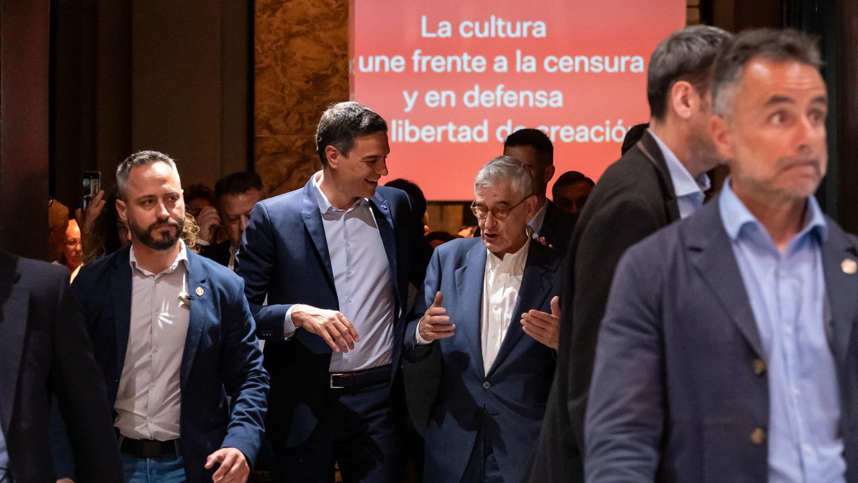 El presidente del Gobierno, Pedro Sánchez, durante el acto Contra una convivencia Censurada este viernes en Madrid.